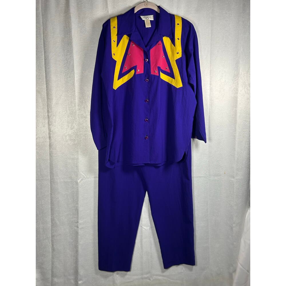 Cervelle 80’s 2 peace button up shirt & pants vintage lightweight Large